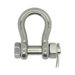 Stainless steel load rated safety pin bow shackle