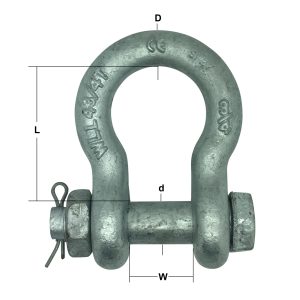 Galvanized safety bow shackle