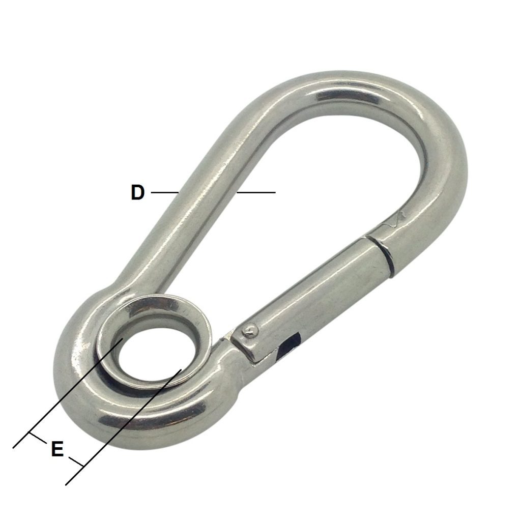 Fast Rope Eyelets Stainless Steel Carbine Hook With Eyelet - Deacon Wire Rope